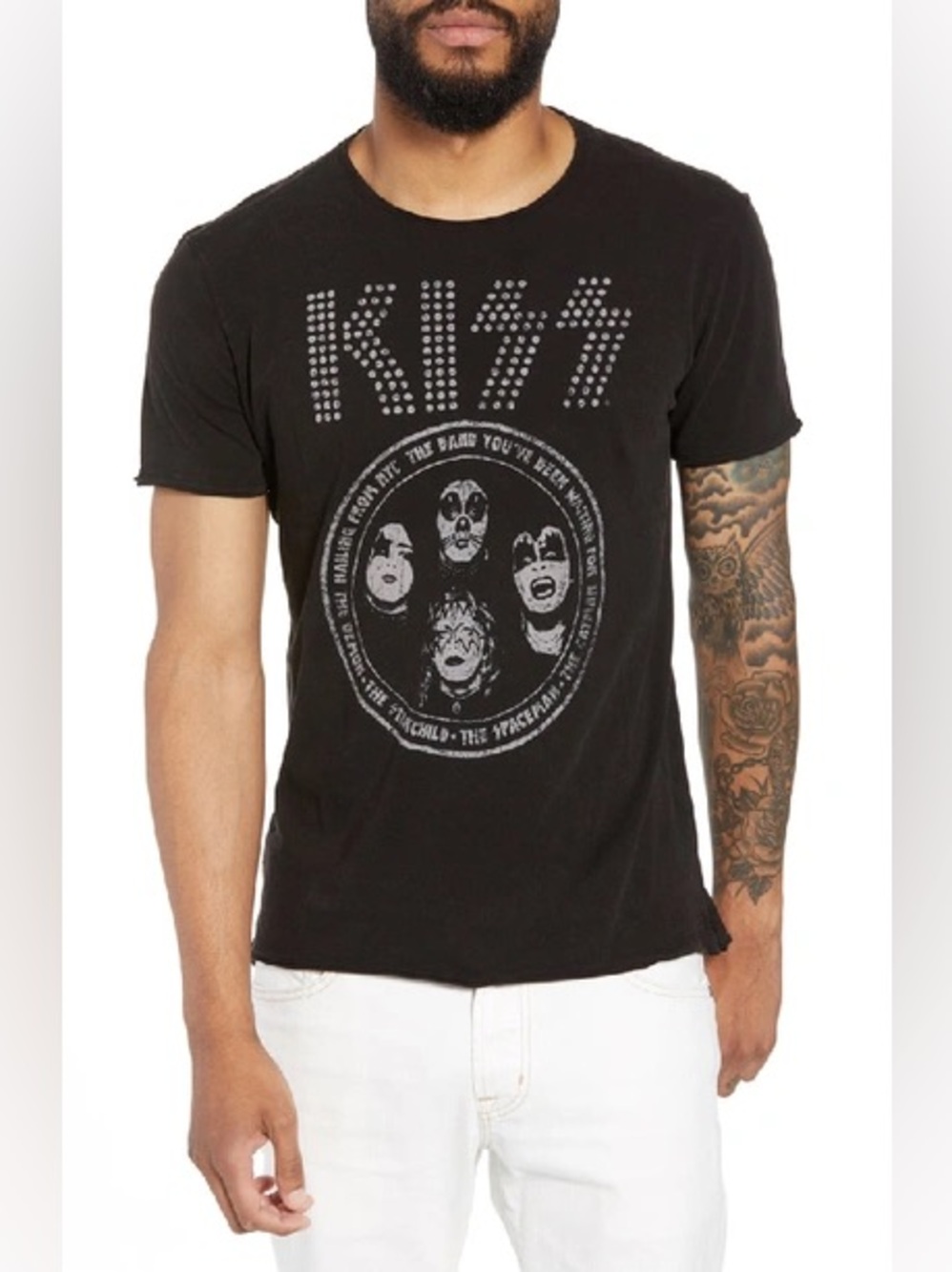 John Varvatos Mens Kiss Short Sleeve Band Graphic Tee T-Shirt Black Medium 2018
